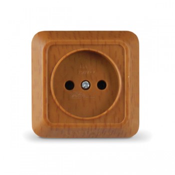 Розетка 1м о/п б/з 16А бук Universal Олимп