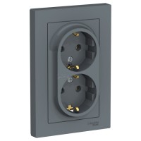 Розетка Atlasdesign 2м грифель c/з в сборе