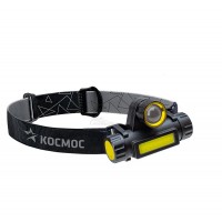Фонарь налобный Космос H103WL XPE COB LED 3Вт + 3Вт, zoom, Li-ion 1200мАч USB