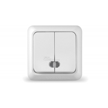 Выключатель Олимп 2кл. белый с индик. 10А IP20 Universal