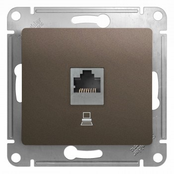 Розетка компьютерная RJ45 cat.5e шоколад Glossa