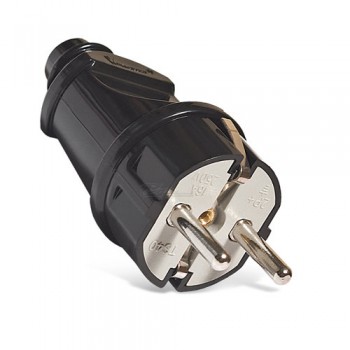 Вилка сетевая Universal прямая с/з чёрная А1010