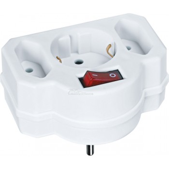 Разветвитель сетевой Navigator на 3 гнезда (2 б/з, 1 с/з) + выкл