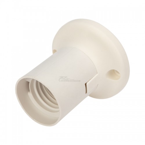 Патрон Е27 настенный (прямой) белый пластик REXANT