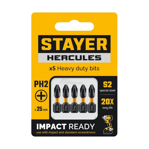 Бита PH2х25мм торсионная (упак. 5 шт) STAYER Hercules