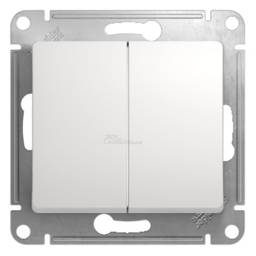 Переключатель Glossa 2кл. проходной белый сх.6/2