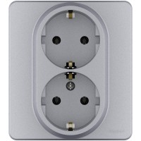 Розетка 2м с/з 16А алюминий Legrand INSPIRIA