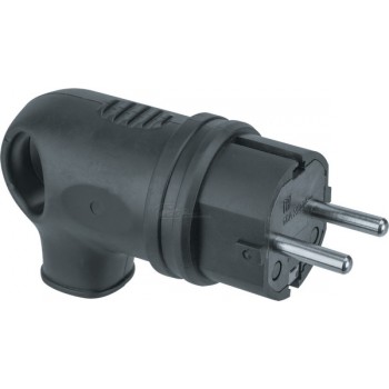 Вилка сетевая Navigator с ушком с/з IP44 каучук угловая