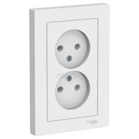 Розетка Atlasdesign 2м белая б/з в сборе