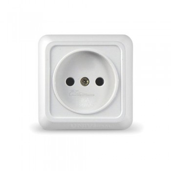 Розетка 1м о/п б/з 16А белая Universal Олимп