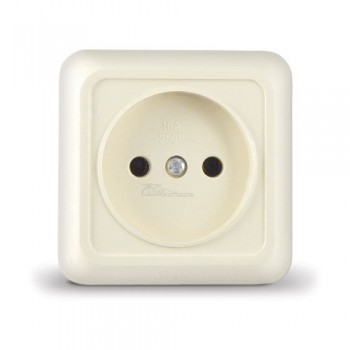 Розетка 1м о/п б/з 16А бежевая Universal Олимп