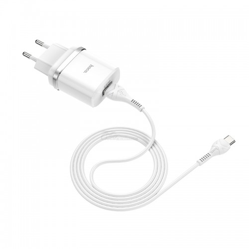 Сетевое зарядное устройство Hoco C12Q QC 3.0 + Кабель Type-C 1м, белый 18W
