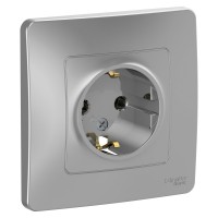 Розетка Blanca с/у 1м с/з 16А 250В алюминий