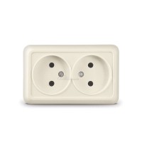 Розетка 2м о/п б/з 16А бежевая Universal Олимп