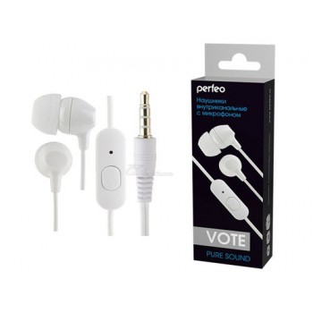 Наушники-гарнитура Perfeo VOTE с микрофоном белые