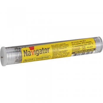 Припой ПОС-61 с канифолью 20гр (d=1,5мм) колба Navigator