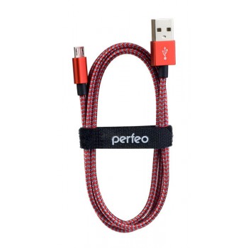 Шнур шт.USB A-шт Micro USB 3м красно-белый тканевая оплетка Perfeo