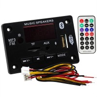 Аудиоресивер 12V USB/TF/FM/AUX/BT встраиваемый с ПДУ черный