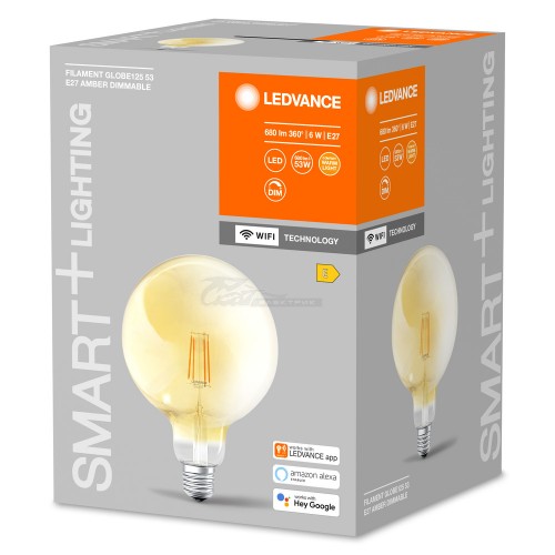 Лампа светодиодная LEDVANCE SMART+ G125 6W 2400K E27 220V WiFi диммируемая золотое стекло филамент