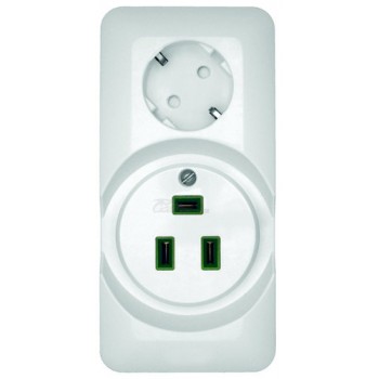 Розетка 2-я для плит 32А + силовая евро 16А белая в сборе Прима