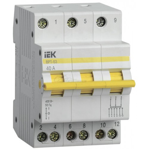 Выключатель-разъединитель 3-поз ВРТ-63 3P 40A IEK