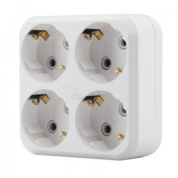 Разветвитель сетевой Makel на 4 гнезда с/з 16А квадратный