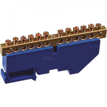 Нулевая шина 6х9-12 на DIN-изоляторе синий Navigator