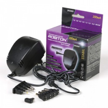 Адаптер/блок питания ROBITON SN1000S 1000мА стабилизированный, 8 насадок BL1