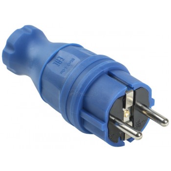 Вилка сетевая IEK Омега с/з IP44 прямая термопласт 16А синяя