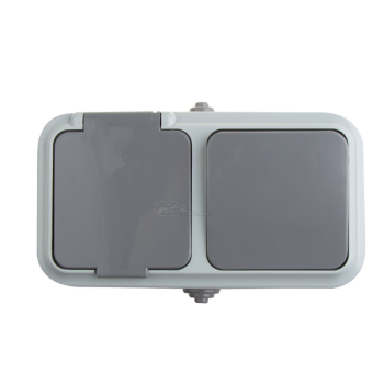 Блок (выключатель 1-клавишный + розетка 1-местная с/з) о/п 16А IP54 REXANT