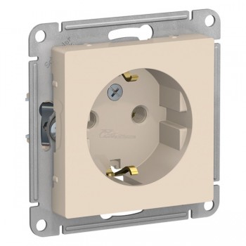 Розетка Atlasdesign 1мест. с/з бежевый 16А