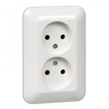 Розетка 2-местная б/з с/п белая Прима
