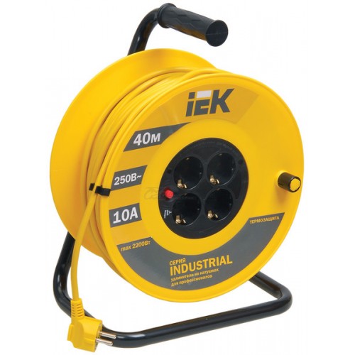 Удлинитель IEK Industrial 4роз 40м c/з на катушке IP20 10А (ПВС3*1,0)