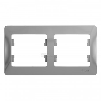 Рамка 2-местная горизонтальная алюминий Glossa