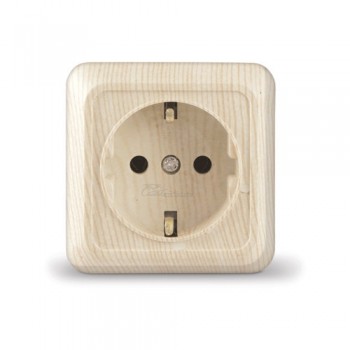 Розетка 1м о/п с/з 16А сосна Universal Олимп