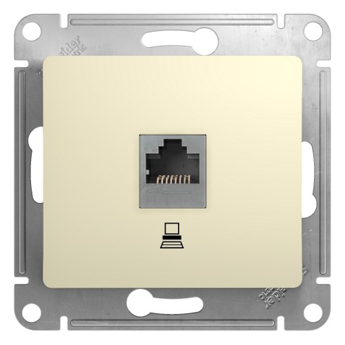 Розетка компьютерная RJ45 cat.5e крем Glossa