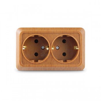 Розетка 2м о/п с/з 16А бук Universal Олимп