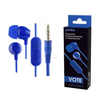 Наушники-гарнитура Perfeo VOTE с микрофоном темно-синий