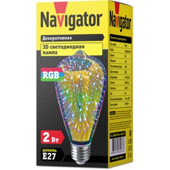 Лампа светодиодная декоративная ST64-4-230-E27 "груша" RGB Navigator