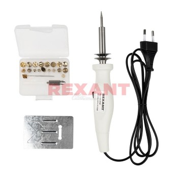Паяльник-выжигатель 20-50Вт 220в (22 насадки,подставка) REXANT