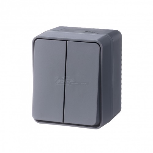 Выключатель Atlasdesign PROFI 2кл о/у антрацит 10А IP54