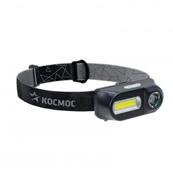 Фонарь налобный Космос H3WD XPE 3Вт COB + 3Вт COB, zoom, Li-ion 1200мАч USB