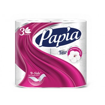 Туалетная бумага PAPIA 3слойная 4рулона
