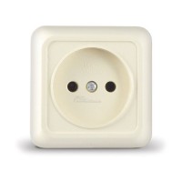 Розетка 1м о/п б/з 16А бежевая Universal Олимп