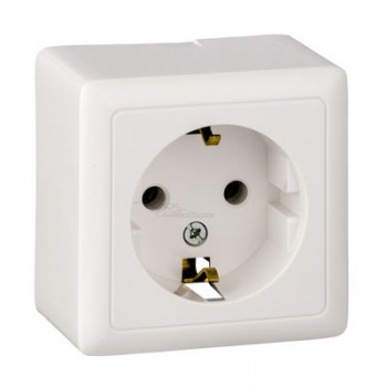 Розетка 1-местная с/з о/п белая ХИТ