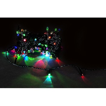 Гирлянда светодиодная А-001A RGB нить 10м, зеленый провод 100LED 8 режимов RGB