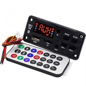 Аудиоресивер 12V USB/TF/FM/AUX/BT 2*25Вт с ПДУ черный