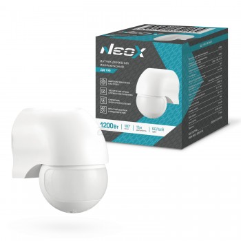 Датчик движения ДД10Б 1200Вт 180гр. 12м IP44 белый NEOX