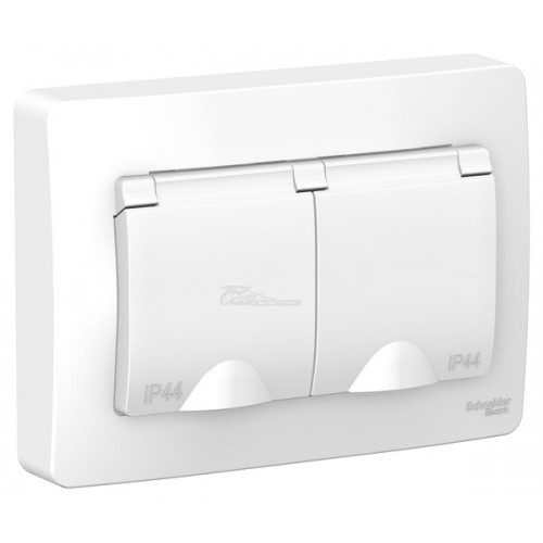 Розетка Blanca с/у 2м с/з шторки, крышка IP44 16А 250В белая