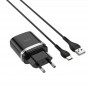 Сетевое зарядное устройство Hoco C12Q QC 3.0 + Кабель Type-C 1м, черный 18W
